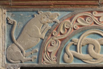 Brauweiler near Pulheim, St Nicholas Abbey Church, vestibule, west portal with tympanum, lions and