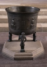 Gothic bronze baptismal font, St, Saint, Saint