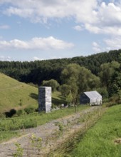 Sculpture garden in Merscheid. The bunker village of Gölm by Uwe Schloen. Tower from 2008