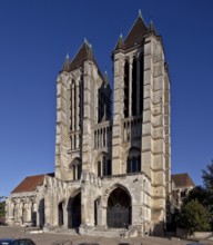 Built 1145-1235, view from south-west with the south tower on the right in 1220 and the north tower