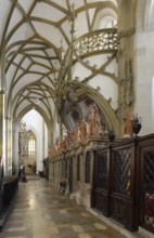 Simpertus Chapel with a tracery arch from 1496, terracotta statues by Carlo Pallago 1582, St.,