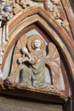 West portal, tympanum with angel, St., Sankt, Saint