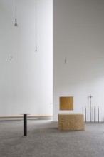 Built in 2002, architects: Heike Büttner, Claus Neumann, Georg Braun, Interior with altar, St.,