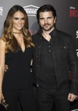 Juanes and Karen Martinez at the Los Angeles premiere of 'McFarland, USA' held at the El Capitan