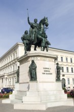 Germany, Bavaria, Munich, Equestrian statue of King Ludwig I at Odeonsplatz, Europe