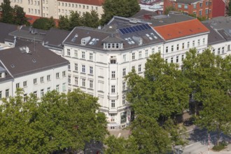 Residential building in the Karolinenviertel, aerial view, Hamburg, Germany, Europe