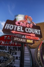 Chief Hotel Court, old neon sign, Boneyard, Neon Museum, Las Vegas, Nevada, USA, North America