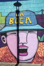 Mural complex at the entrance to the La Boca neighbourhood, Buenos Aires, Argentina, South America