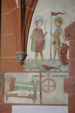 South aisle, frescoes in the 2nd bay, apostle cross, St Vitus, St Quirinus Church of St, Church of