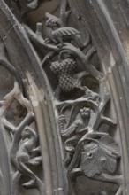 Chaumont, Basilica of St-Jean-Baptiste, portal on the south transept, figurative archivolts, vines