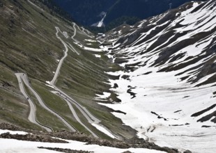 Italy S-Tyrol Stelvio Pass Road. Mountain pass. Pass