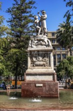 Fountain in honour of Simon Bolivar, Plaza de Armas, Santiago de Chile, Chile, South America