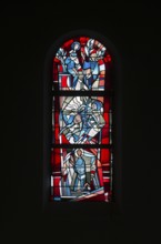 Stained glass window by Ernst Jansen-Winkeln in the right (west) aisle, scenes from the life of St