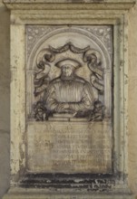 Epitaph of the Bavarian historian Aventinus (+1534) in the front garden, St., Sankt, Saint