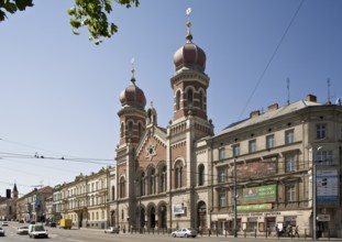 Czech Rep Plzen/Pilsen. Row of streets with the Great Synagogue. View of the second largest