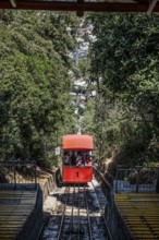 Cog railway to the Cerro San Cristobal panoramic mountain, Santiago de Chile, Chile, South America