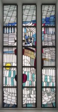 Krefeld, Ürdingen, Meistermann House, former Protestant parish hall. Glass window by Georg