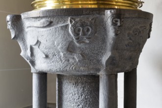 Romanesque baptismal font in the vestibule, St., Sankt, Saint