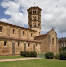 Anzy-le-Duc Burgundy priory church built 11-12 c. Partial view from south-west, St., Saint, Saint