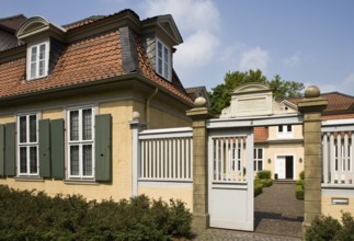 Wolfenbüttel. Lessing House, left pavilion and entrance gate. Gotthold Ephraim Lessing lived in