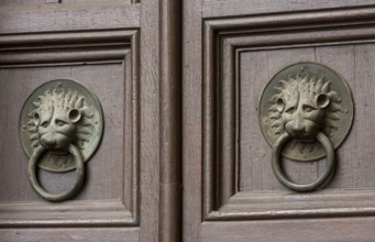 Mainz, St Martin's Cathedral, east choir, north portal, bronze lion heads as door handles