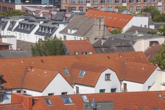 Residential building in the Karolinenviertel, aerial view, Hamburg, Germany, Europe