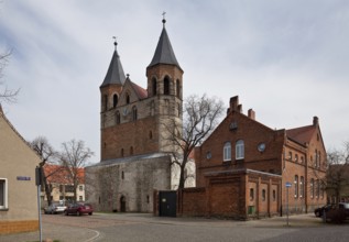 Aken (Elbe), St Mary's Church. Partial view from west-south-west Romanesque pillar basilica. Early