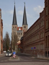 Burg near Magdeburg, lower church of St Nicolai. View from the west through Magdeburger Stra§e. On