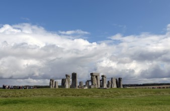 Stonehenge, prehistoric stone circle with tourists