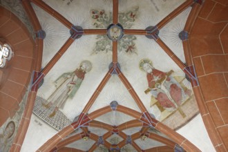 North aisle, frescoes in the west bay, St. Jodokus, mercy seat Church of St., Church of St., St.,