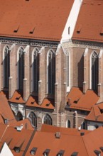 View from Trausnitz Castle to the south wall of the choir and nave, St., Sankt, Saint