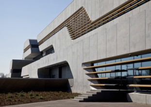 Montpellier, multi-purpose building PIERRESVIVES, built 2006-2012 by Zaha Hadid, Vestibühl,