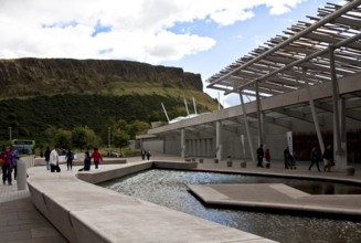 Completed in 2004, entrance front, behind the ridge Arthur's Seat 250 m