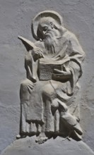 Italy S-Tyrol Burgeis. Marienberg Monastery Relief of St Benedict in the courtyard