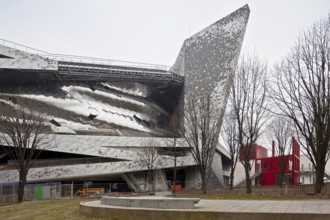 Architect Jean Nouvel, opened in 2015, view of the Parc de la Villette, on the right a functional