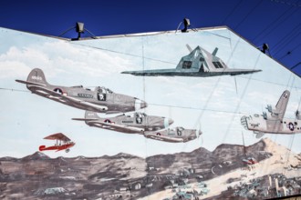 Mural with stealth stealth bomber, Tonopah, Nevada, USA, North America