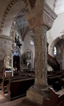 North-east Romanesque column in the nave with personifications of the vices, St., Sankt, Saint