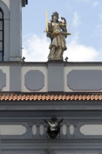 Nam. Premysla Otakara II, town hall, built 1727-1730 by Martinelli, attic figure of Justitia