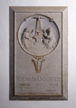 Limestone epitaph for Wolfram von Eschenbach, 1922, St., Sankt, Saint