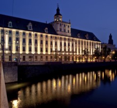 Former Jesuit college, view of the Oder riverbank from the north, tower of St Elisabeth's Church on