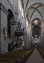 Worms, St Peter's Cathedral, view to the west with pulpit