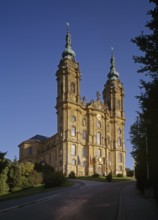 View from the north-west. The Vierzehnheiligen Basilica near Bad Staffelstein in the district of