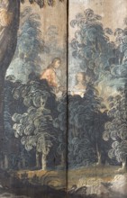 Ceiling painting of a 17th century love story as a comic strip, St., Sankt, Saint