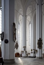 South transept from the north-east with epitaphs and other furnishings under the vault Tie rod, St