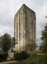 Dun-sur-Auron, the medieval Dun-le-Roy. Tour Carre. 11th century fortifications from the south-west