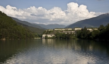 Italy S-Tyrol Franzensfeste distant view from NW. The fortress was built from 1833 to 1838