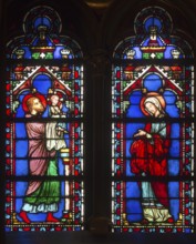 Stained glass window in the lower church, St, Saint, Saint