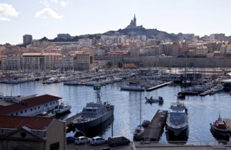 Marseille, Port-Vieux, Old Harbour and Basilique Notre-Dame-de-la-Garde