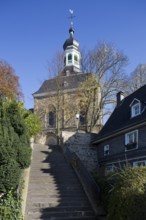 View from the market square to the steps and church, St., Sankt, Saint