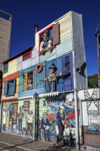 Mural complex at the entrance to the La Boca neighbourhood, Buenos Aires, Argentina, South America